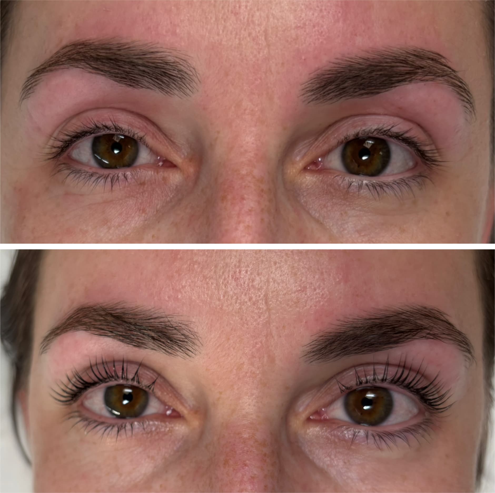 Comparatif complet, avant et après une prestation du regard à l’Institut Mise en Beauté
